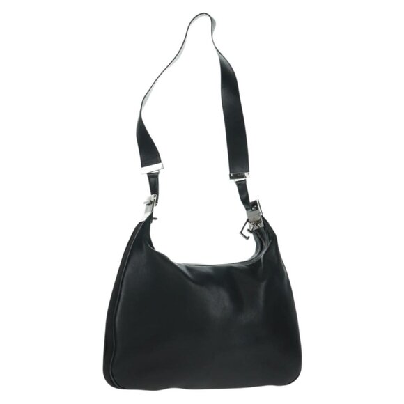Authentic GUCCI Shoulder Bag Leather Black Silver 001 3341 3444